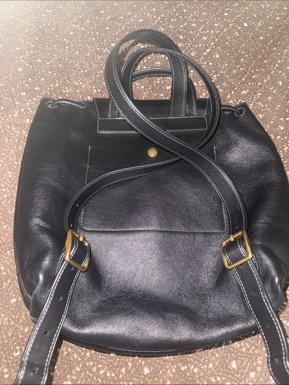COACH New York Black Full Grain Leather Backpack | Multi-Pocket Daypack